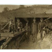 Bank Boss (on right) Brake Boy (in centre) Laura Mine, Red Star, W. Va. Location: Red Star, West Virginia.